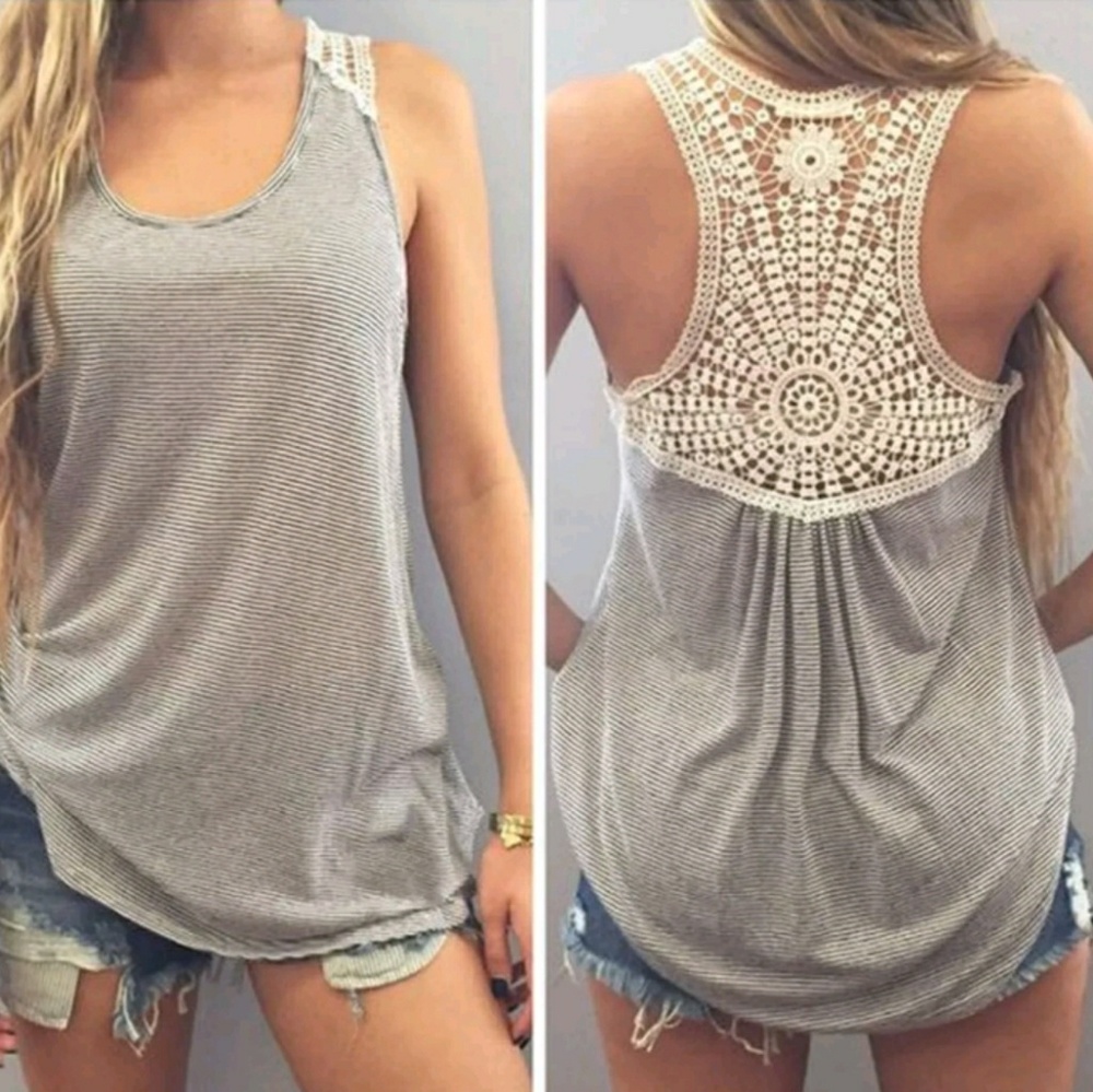 Women's Crochet striped top